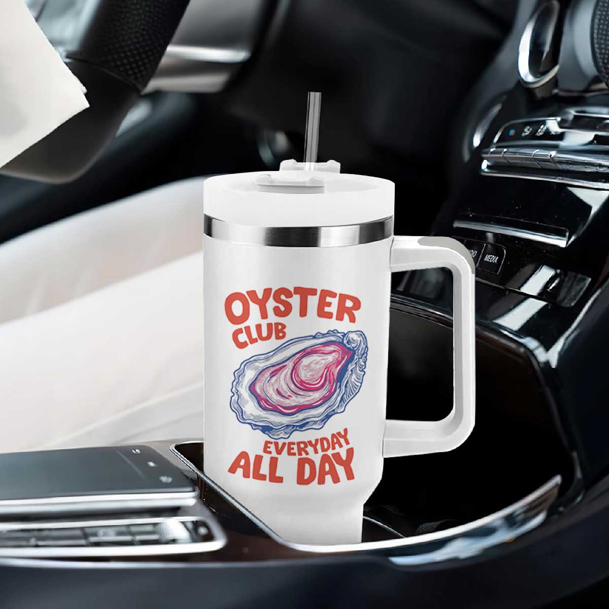 Oyster Club Tumbler With Handle Retro Summer Beach Vacation Gift TS14 Print Your Wear
