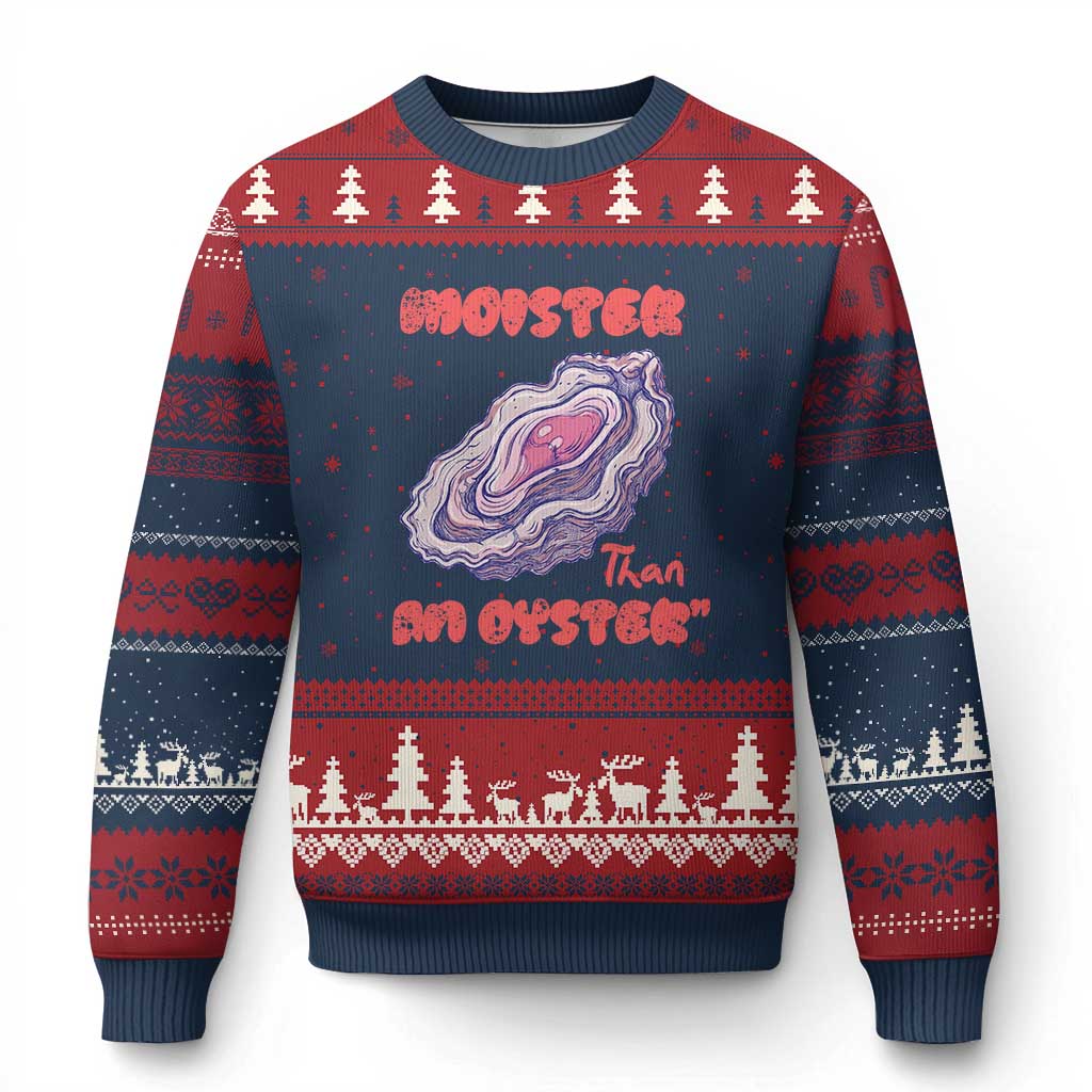 Moister Than An Oyster Ugly Christmas Sweater Funny Inappropriate Adult Humor TS14 Navy Red Print Your Wear