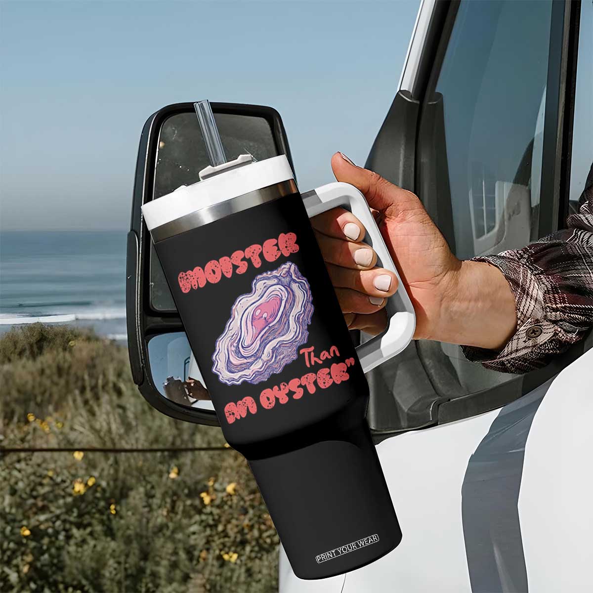 Moister Than An Oyster Tumbler With Handle Funny Inappropriate Adult Humor TS14 Print Your Wear