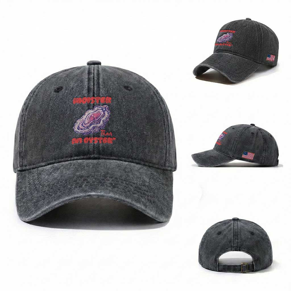 Moister Than An Oyster Washed Cotton Baseball Cap Funny Inappropriate Adult Humor TS14 Washed Cap Universal Fit Dark Gray Print Your Wear