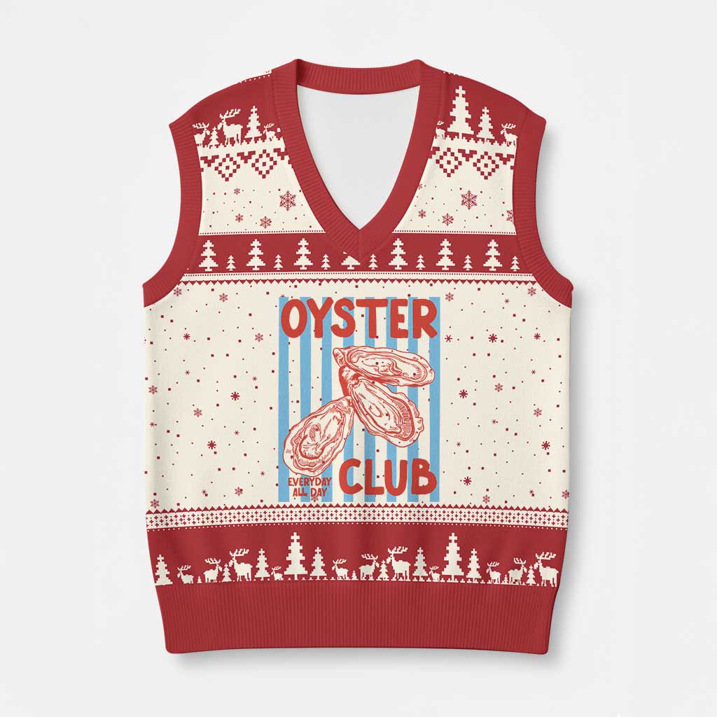 Oyster Club V-Neck Knit Sweater Vest Coastal Girls Trip Beach Vacation Gift TS14 Beige Red Print Your Wear