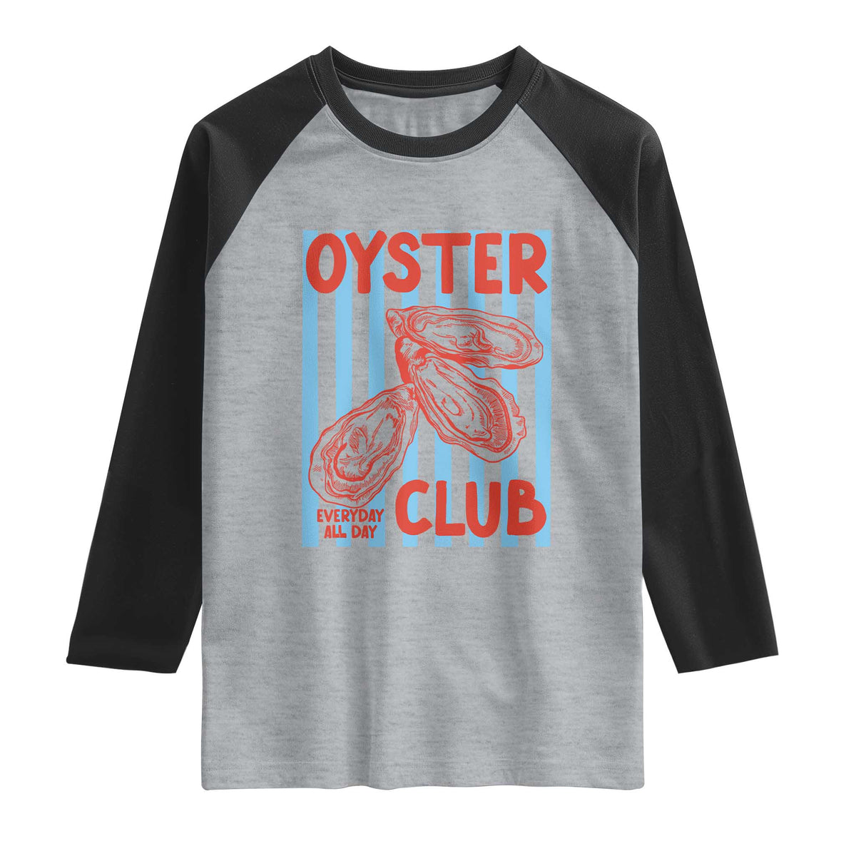 Oyster Club Raglan Shirt Coastal Girls Trip Beach Vacation Gift TS14 Heather Gray Black Print Your Wear