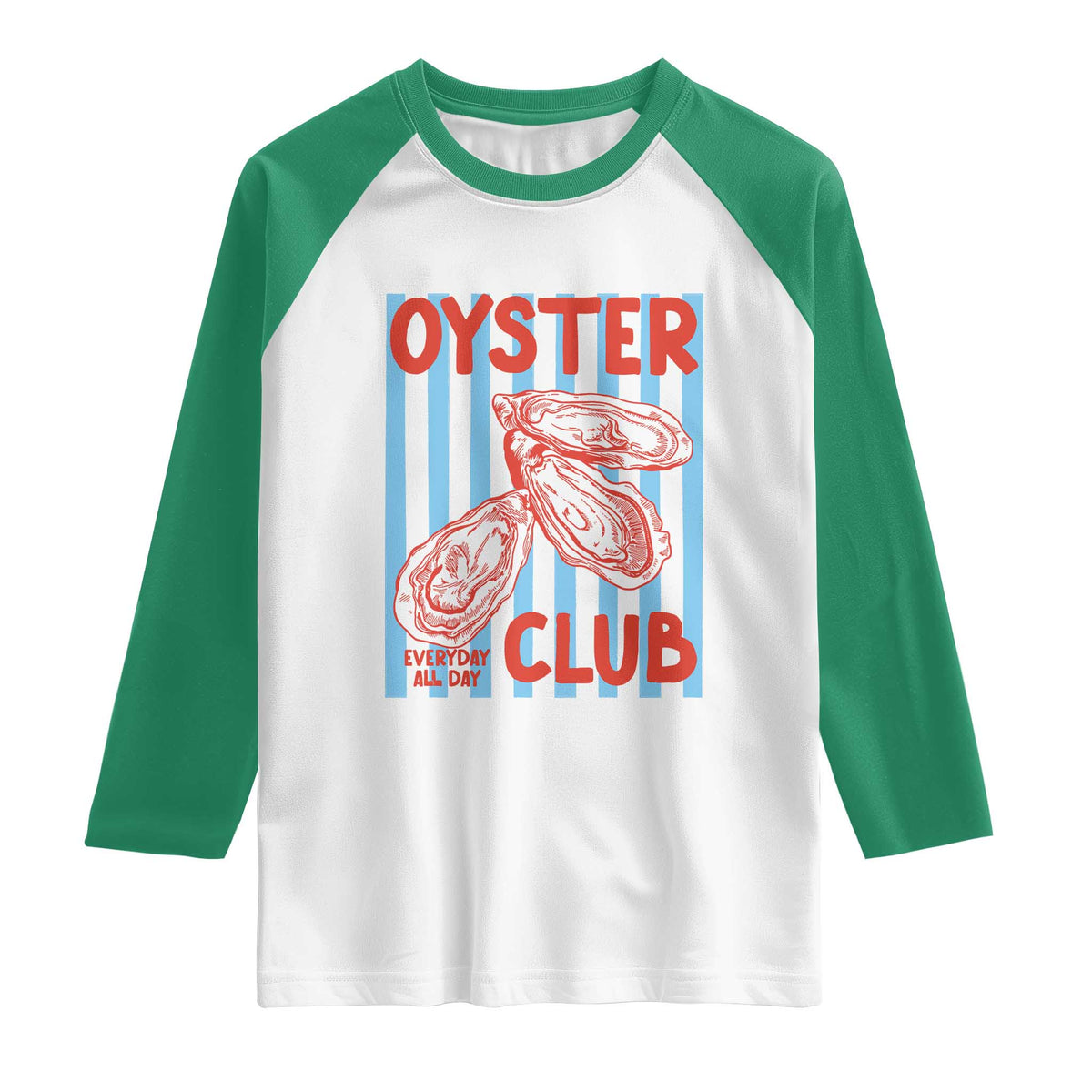 Oyster Club Raglan Shirt Coastal Girls Trip Beach Vacation Gift TS14 White Kelly Green Print Your Wear