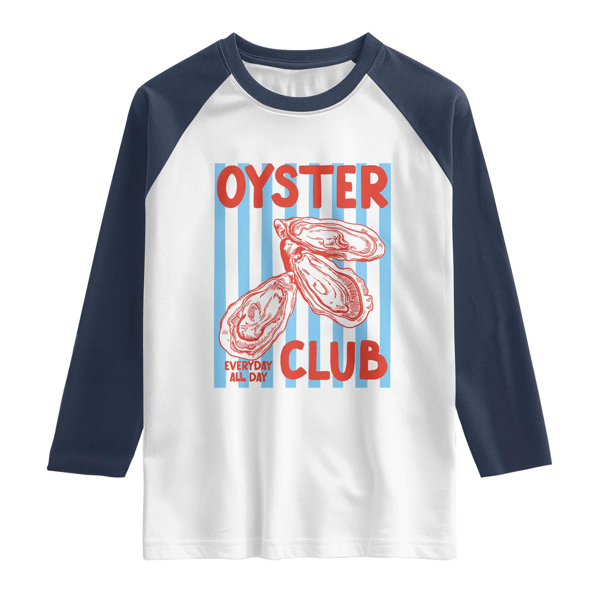 Oyster Club Raglan Shirt Coastal Girls Trip Beach Vacation Gift TS14 White Navy Print Your Wear