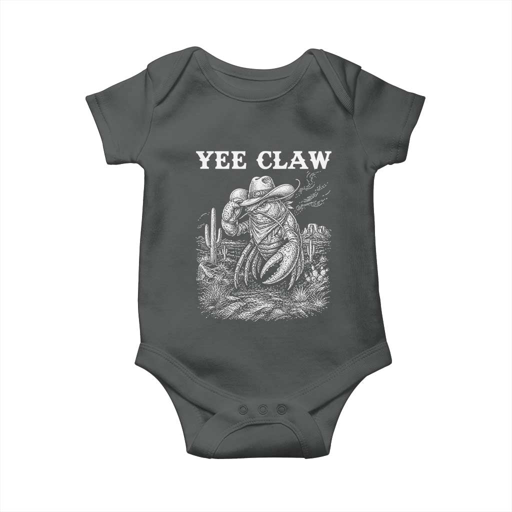 Yee Claw Lobster Baby Onesie Funny Crawfish Western Meme TS14 Dark Heather Print Your Wear