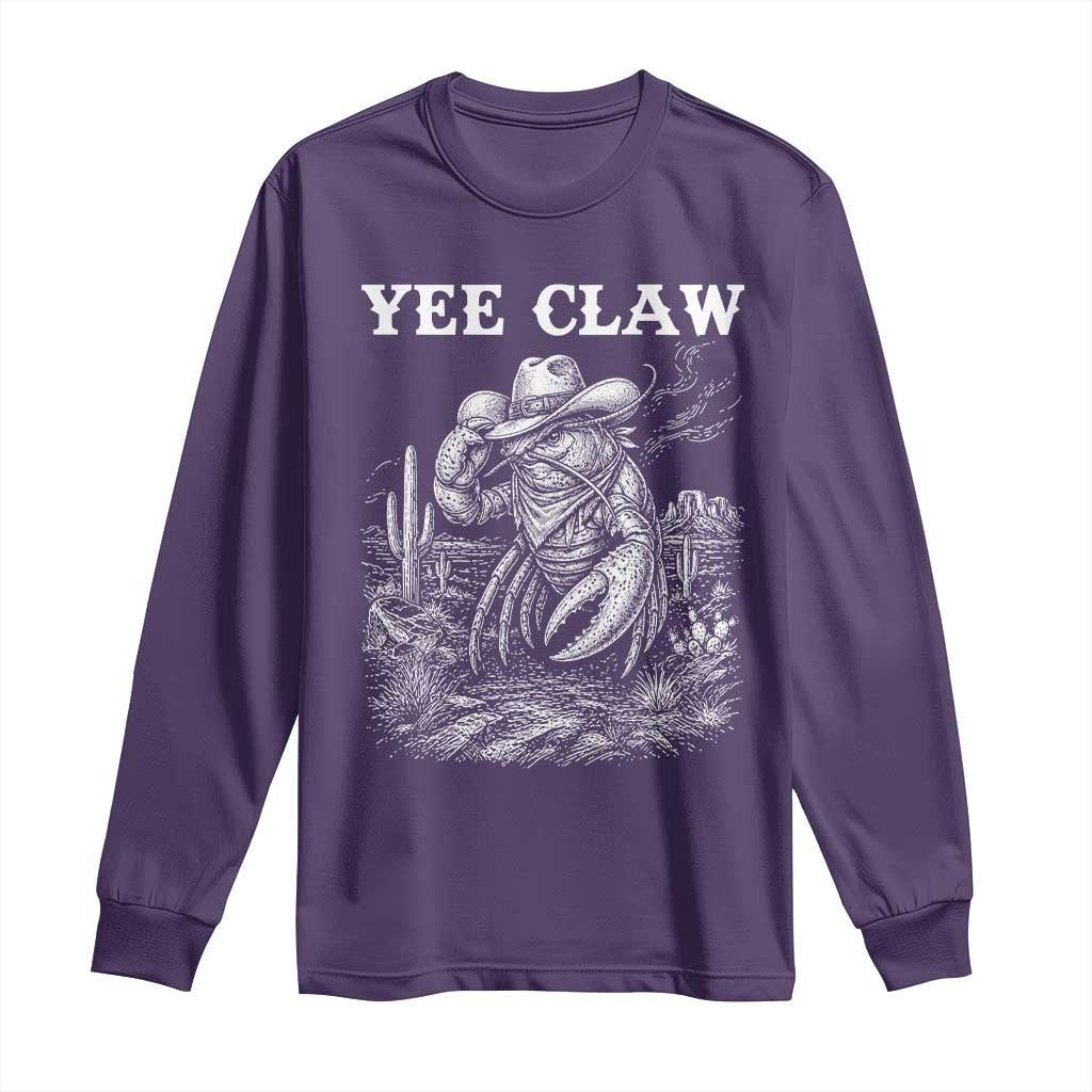 Yee Claw Lobster Long Sleeve Shirt Funny Crawfish Western Meme TS14 Purple Print Your Wear