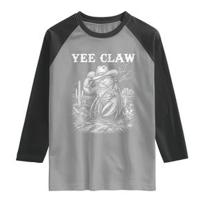 Yee Claw Lobster Raglan Shirt Funny Crawfish Western Meme TS14 Sport Gray Black Print Your Wear