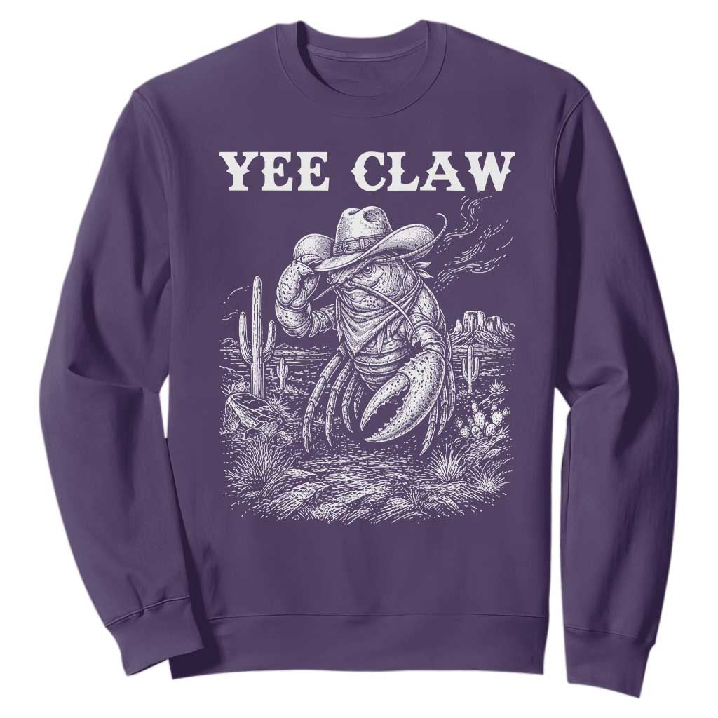 Yee Claw Lobster Sweatshirt Funny Crawfish Western Meme TS14 Purple Print Your Wear