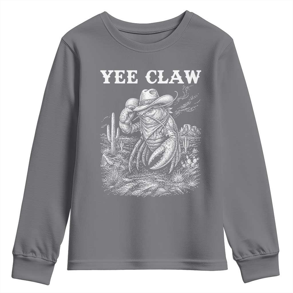 Yee Claw Lobster Youth Sweatshirt Funny Crawfish Western Meme TS14 Charcoal Print Your Wear