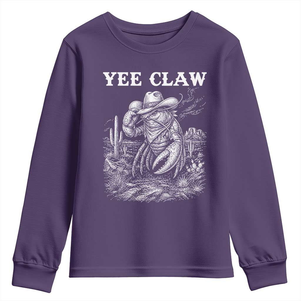 Yee Claw Lobster Youth Sweatshirt Funny Crawfish Western Meme TS14 Purple Print Your Wear