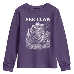 Yee Claw Lobster Youth Sweatshirt Funny Crawfish Western Meme TS14 Purple Print Your Wear