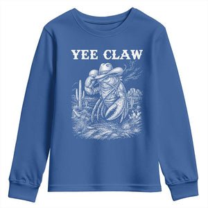 Yee Claw Lobster Youth Sweatshirt Funny Crawfish Western Meme TS14 Royal Blue Print Your Wear