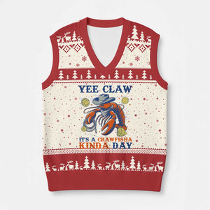 Yee Claw Lobster V-Neck Knit Sweater Vest It's a Crawfish Kinda Day Summer Beach Vaction Gift TS14 Beige Red Print Your Wear