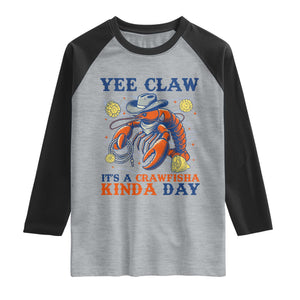 Yee Claw Lobster Raglan Shirt It's a Crawfish Kinda Day Summer Beach Vaction Gift TS14 Heather Gray Black Print Your Wear