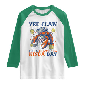 Yee Claw Lobster Raglan Shirt It's a Crawfish Kinda Day Summer Beach Vaction Gift TS14 White Kelly Green Print Your Wear