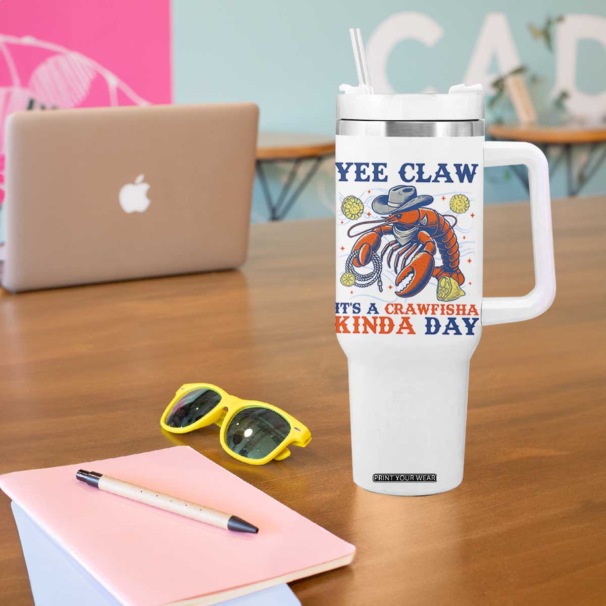 Yee Claw Lobster Tumbler With Handle It's a Crawfish Kinda Day Summer Beach Vaction Gift TS14 Print Your Wear
