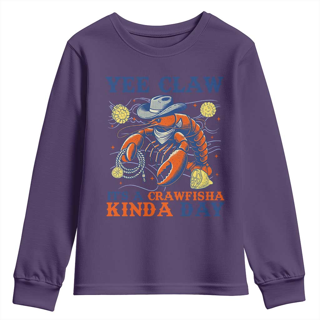 Yee Claw Lobster Youth Sweatshirt It's a Crawfish Kinda Day Summer Beach Vaction Gift TS14 Purple Print Your Wear