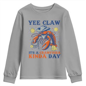 Yee Claw Lobster Youth Sweatshirt It's a Crawfish Kinda Day Summer Beach Vaction Gift TS14 Sport Gray Print Your Wear