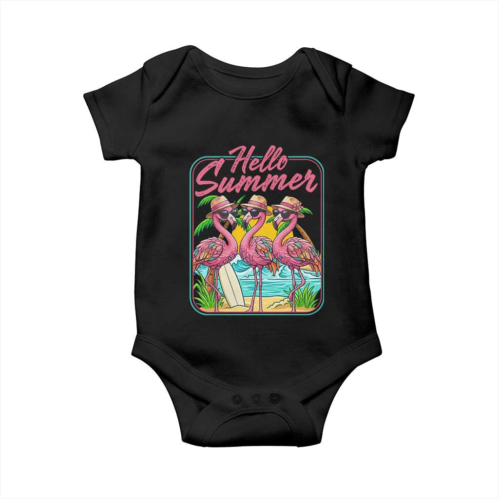 Summer Flamingo Pink Baby Onesie Tropical Palm Tree Beach Vacation TS14 Black Print Your Wear