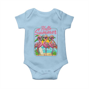 Summer Flamingo Pink Baby Onesie Tropical Palm Tree Beach Vacation TS14 Light Blue Print Your Wear