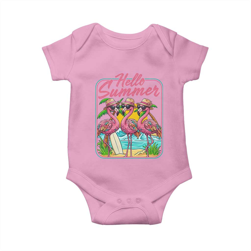 Summer Flamingo Pink Baby Onesie Tropical Palm Tree Beach Vacation TS14 Light Pink Print Your Wear