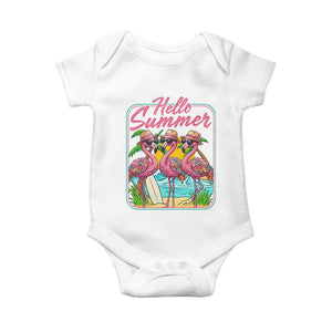 Summer Flamingo Pink Baby Onesie Tropical Palm Tree Beach Vacation TS14 White Print Your Wear
