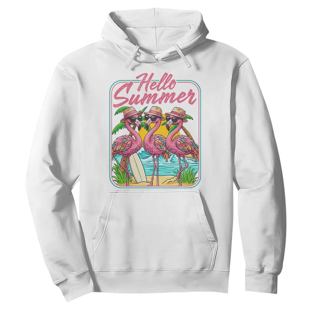 Summer Flamingo Pink Hoodie Tropical Palm Tree Beach Vacation TS14 White Print Your Wear