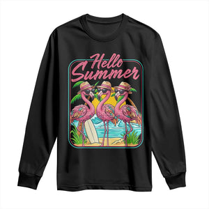Summer Flamingo Pink Long Sleeve Shirt Tropical Palm Tree Beach Vacation TS14 Black Print Your Wear