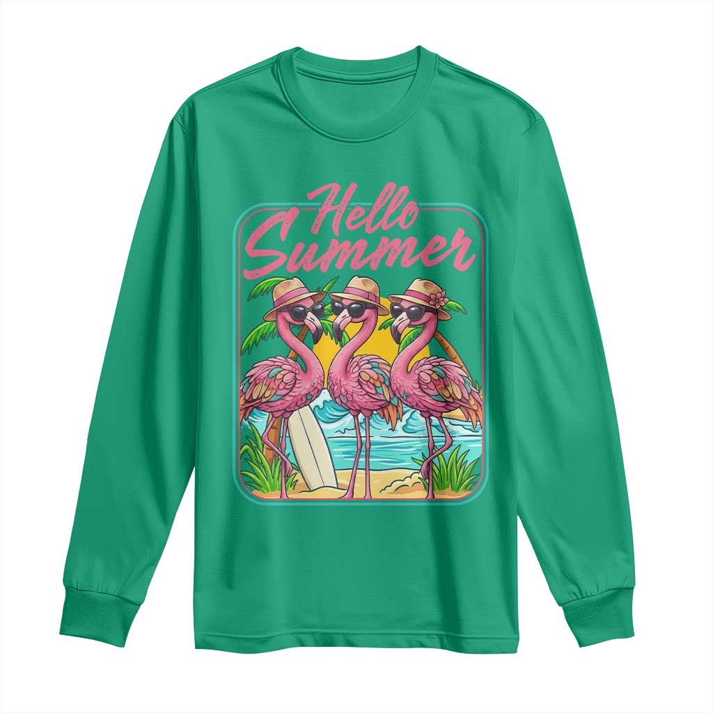 Summer Flamingo Pink Long Sleeve Shirt Tropical Palm Tree Beach Vacation TS14 Irish Green Print Your Wear