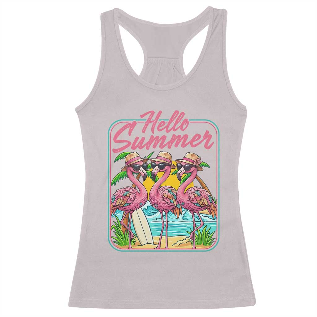 Summer Flamingo Pink Racerback Tank Top Tropical Palm Tree Beach Vacation TS14 Ice Gray Print Your Wear