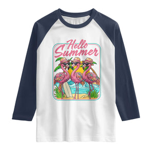 Summer Flamingo Pink Raglan Shirt Tropical Palm Tree Beach Vacation TS14 White Navy Print Your Wear