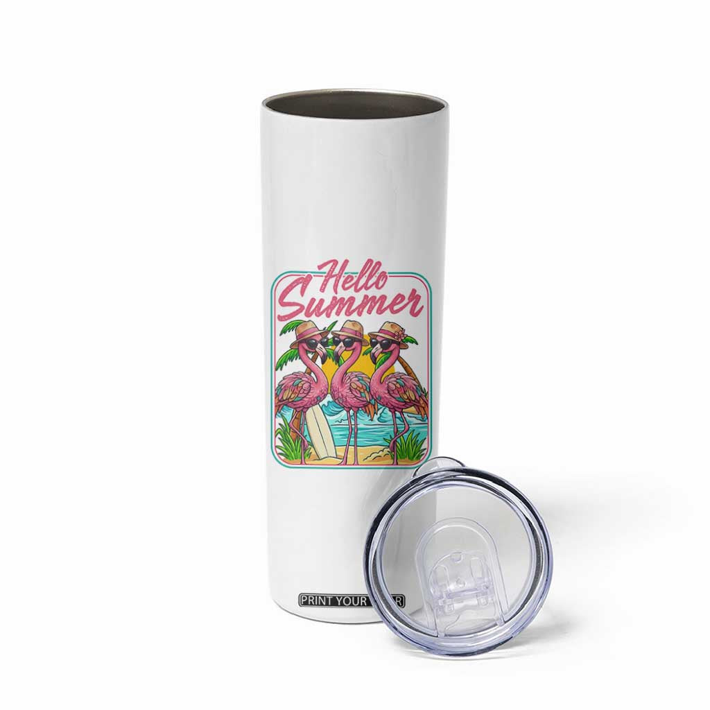 Summer Flamingo Pink Skinny Tumbler Tropical Palm Tree Beach Vacation TS14 Print Your Wear