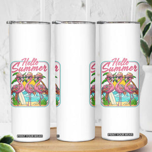 Summer Flamingo Pink Skinny Tumbler Tropical Palm Tree Beach Vacation TS14 Print Your Wear