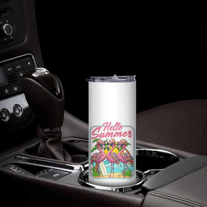 Summer Flamingo Pink Skinny Tumbler Tropical Palm Tree Beach Vacation TS14 Print Your Wear