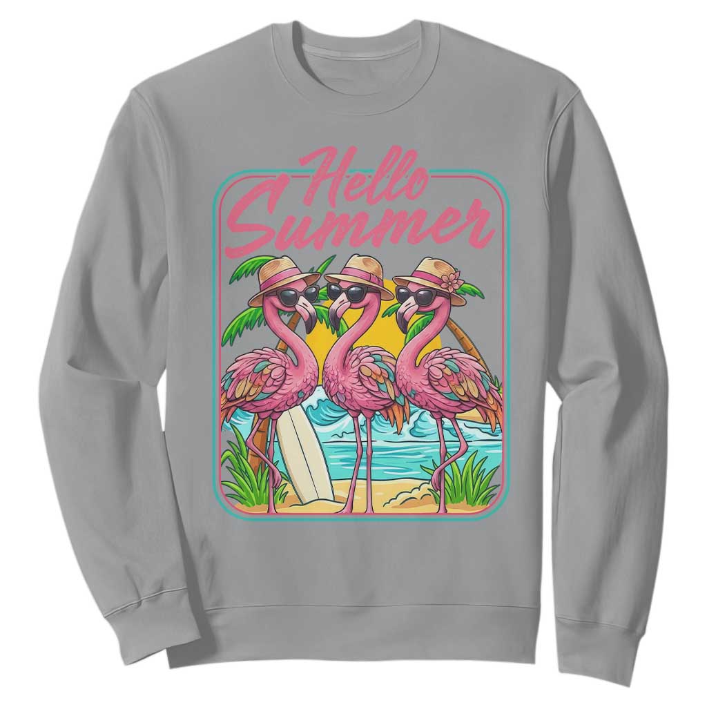 Summer Flamingo Pink Sweatshirt Tropical Palm Tree Beach Vacation TS14 Sport Gray Print Your Wear