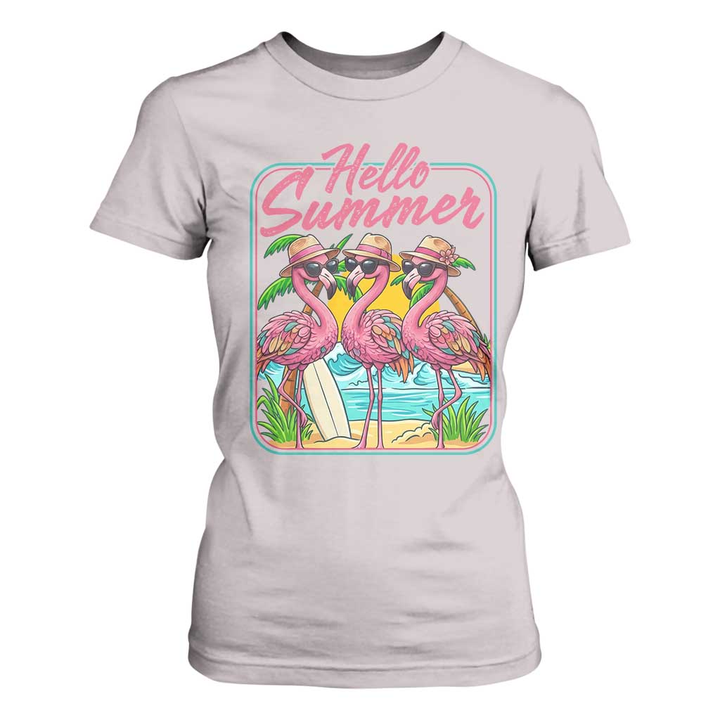 Summer Flamingo Pink T Shirt For Women Tropical Palm Tree Beach Vacation TS14 Ice Gray Print Your Wear