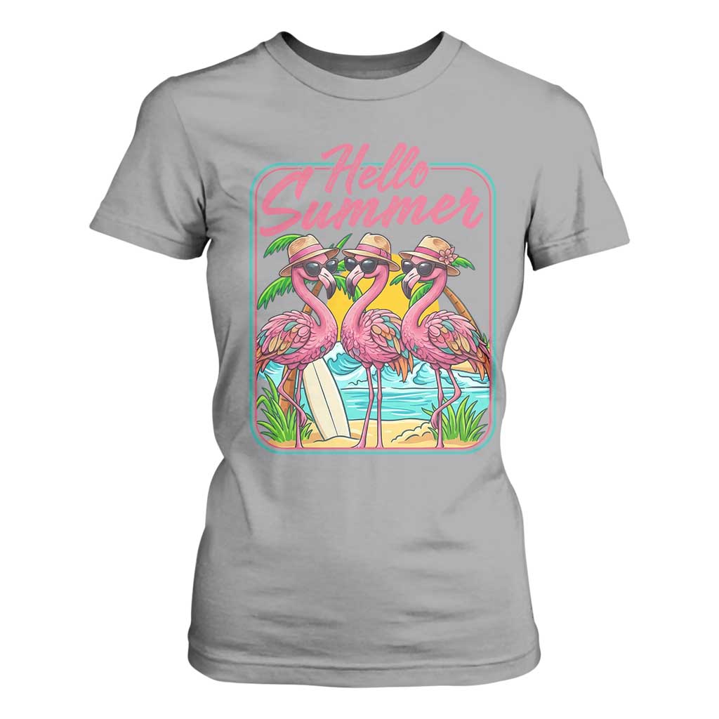 Summer Flamingo Pink T Shirt For Women Tropical Palm Tree Beach Vacation TS14 Sport Gray Print Your Wear