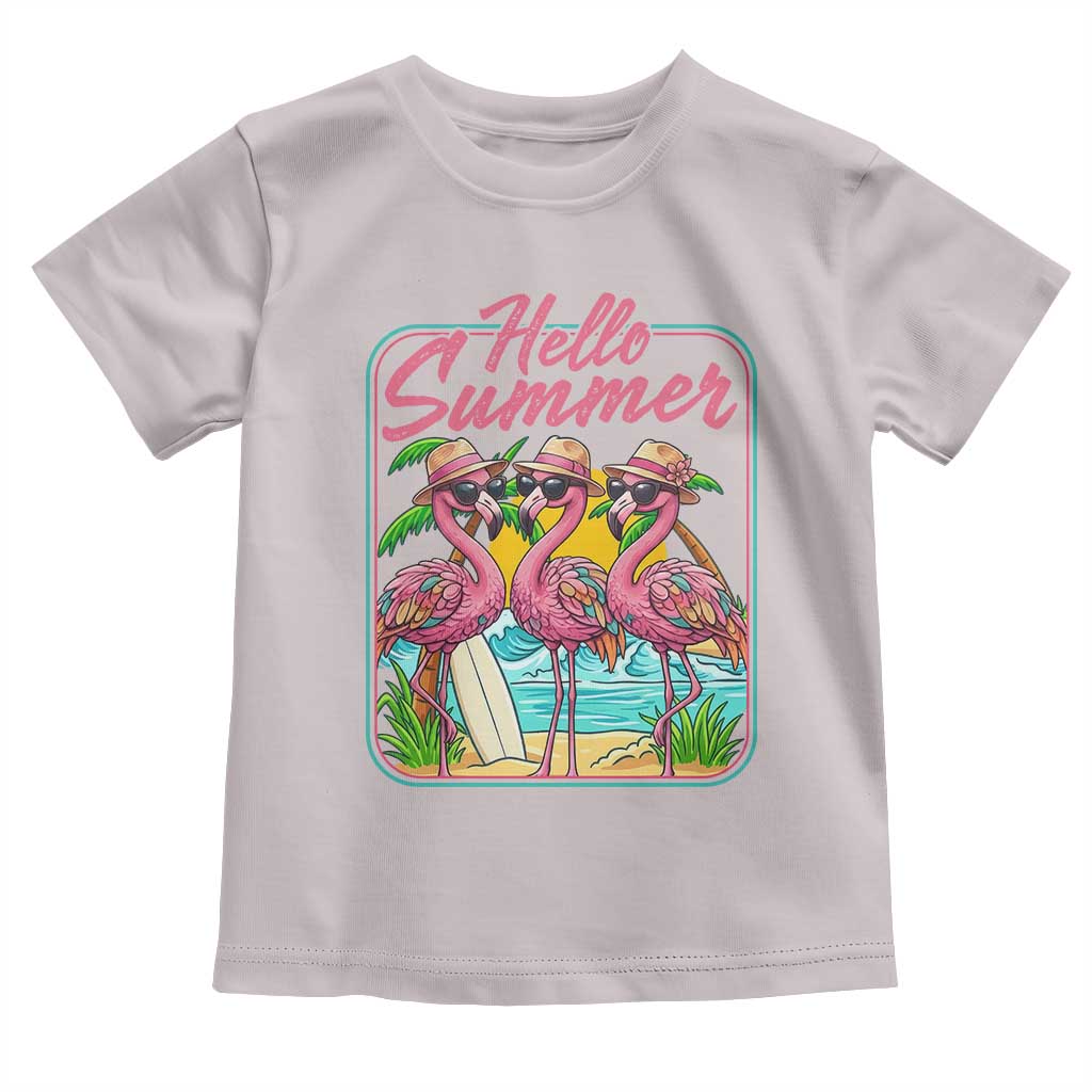 Summer Flamingo Pink Toddler T Shirt Tropical Palm Tree Beach Vacation TS14 Ice Gray Print Your Wear
