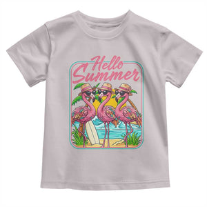 Summer Flamingo Pink Toddler T Shirt Tropical Palm Tree Beach Vacation TS14 Ice Gray Print Your Wear