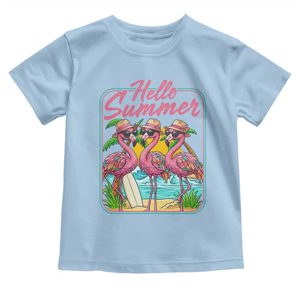 Summer Flamingo Pink Toddler T Shirt Tropical Palm Tree Beach Vacation TS14 Light Blue Print Your Wear