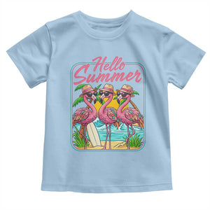 Summer Flamingo Pink Toddler T Shirt Tropical Palm Tree Beach Vacation TS14 Light Blue Print Your Wear