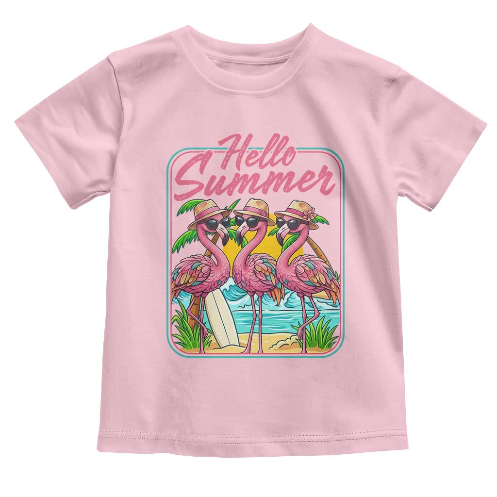 Summer Flamingo Pink Toddler T Shirt Tropical Palm Tree Beach Vacation TS14 Light Pink Print Your Wear