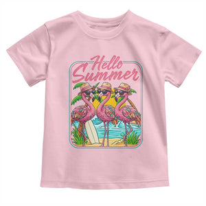 Summer Flamingo Pink Toddler T Shirt Tropical Palm Tree Beach Vacation TS14 Light Pink Print Your Wear
