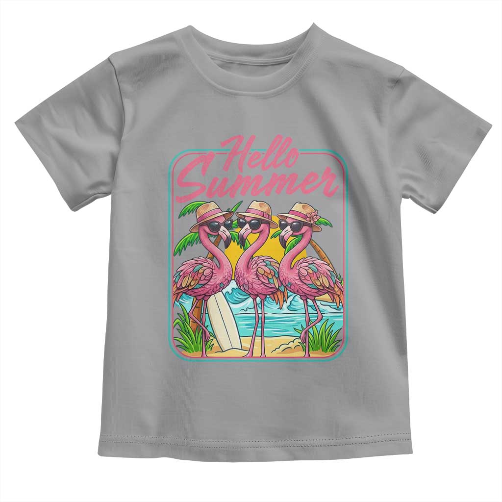 Summer Flamingo Pink Toddler T Shirt Tropical Palm Tree Beach Vacation TS14 Sport Gray Print Your Wear