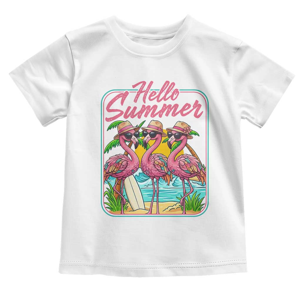 Summer Flamingo Pink Toddler T Shirt Tropical Palm Tree Beach Vacation TS14 White Print Your Wear