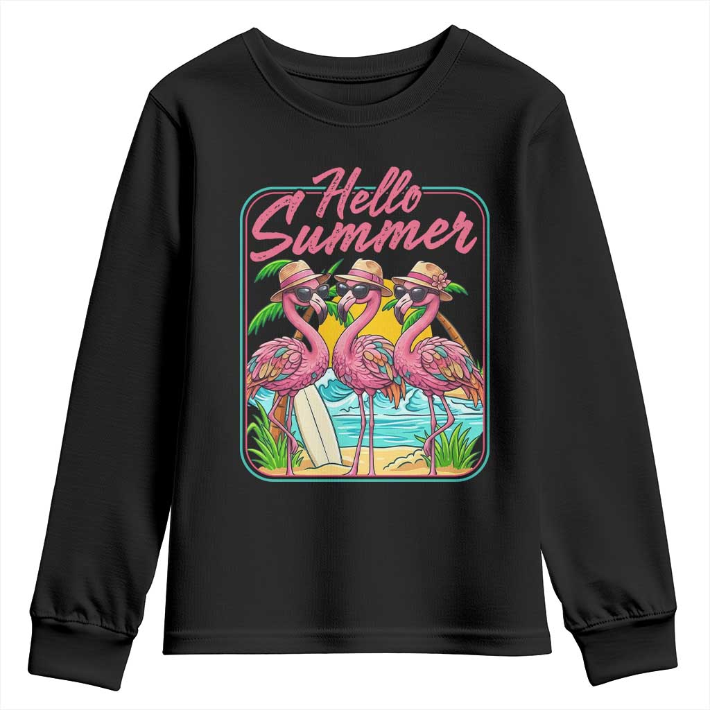 Summer Flamingo Pink Youth Sweatshirt Tropical Palm Tree Beach Vacation TS14 Black Print Your Wear