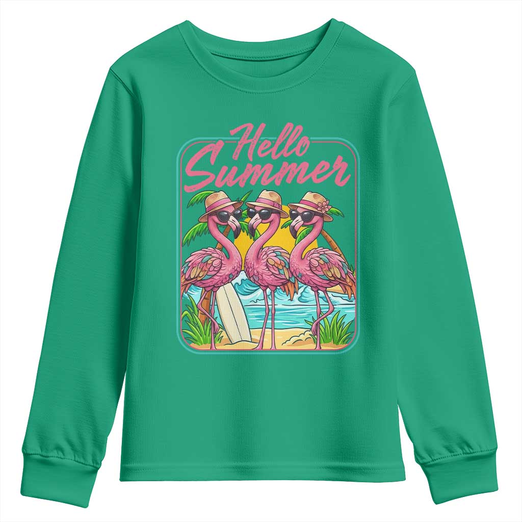 Summer Flamingo Pink Youth Sweatshirt Tropical Palm Tree Beach Vacation TS14 Irish Green Print Your Wear