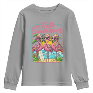 Summer Flamingo Pink Youth Sweatshirt Tropical Palm Tree Beach Vacation TS14 Sport Gray Print Your Wear