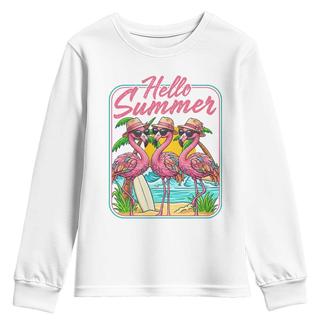 Summer Flamingo Pink Youth Sweatshirt Tropical Palm Tree Beach Vacation TS14 White Print Your Wear
