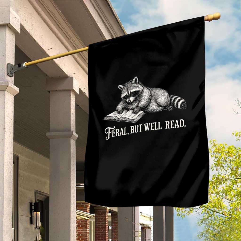 Feral But Well Read Garden Flag Funny Raccoon Reading Book Lover TS14 Print Your Wear
